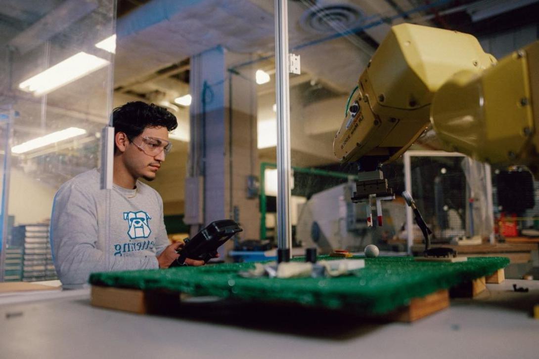 A student working in the Polymer Lab